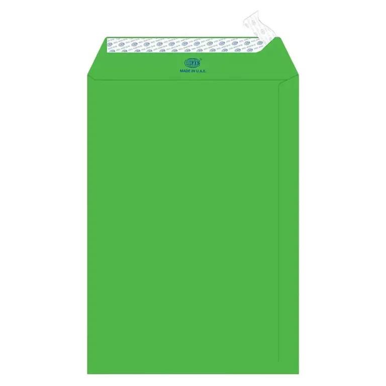 FIS FSEC8033PBGR50 Colour Envelopes Peel & Seal, 10 × 7 Inch, 80 gsm, 50 pieces, Neon Green