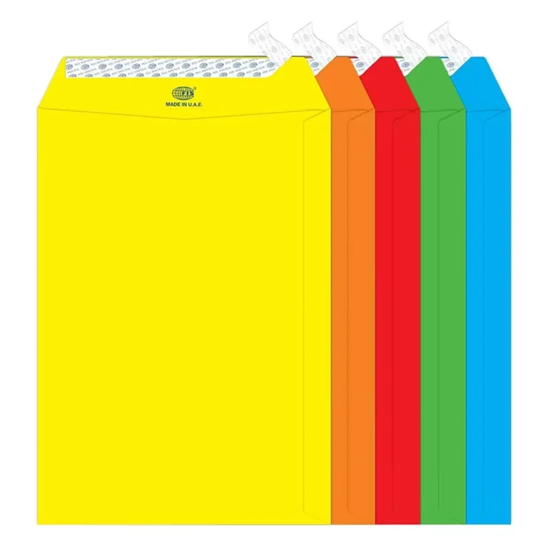 FIS FSEC8032P5B50 Colour Envelopes Peel & Seal, 9 × 6 Inch, 80 gsm, 50 pieces, Neon Assorted