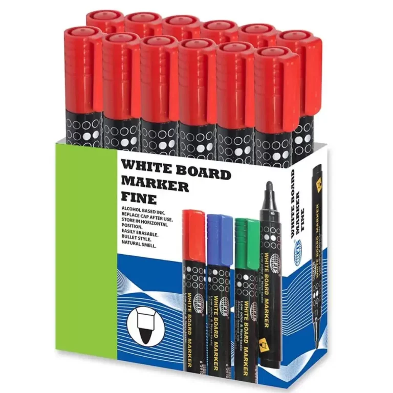 FIS FSMKWF04RE Whiteboard Markers, Fine, Red, 12 pieces