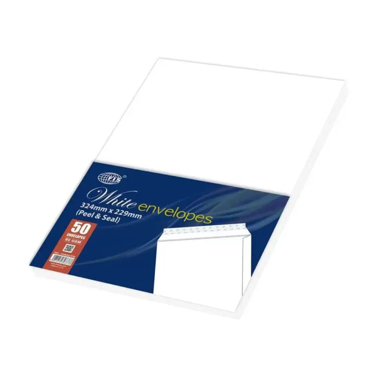 FIS FSWE8027PS50 White C4 Envelopes, 324 × 229 mm, 80 gsm, Pack of 50
