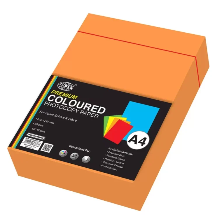 FIS FSPWA4POR A4 Premium Colour Photocopy Paper, 80 gsm, 500 Sheets, Premium Orange