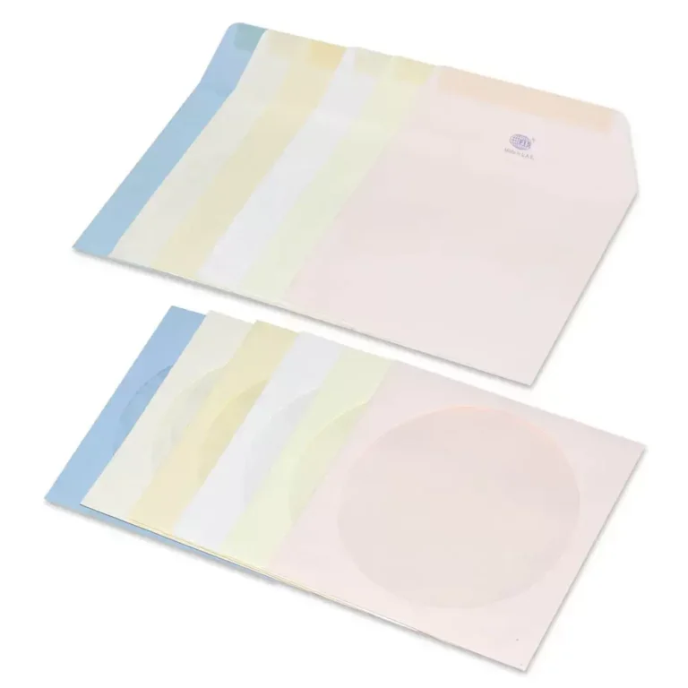 FIS Pack of 30 Executive Laid Paper Envelopes, 100 GSM, Size 125 X 125mm, Glued, Window, Color Assorted 6 Colors