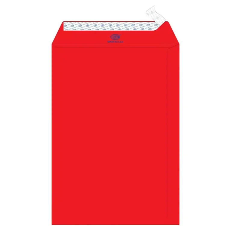 FIS FSEC8033PBRE50 Colour Envelopes Peel & Seal, 10 × 7 Inch, 80 gsm, 50 pieces, Neon Red