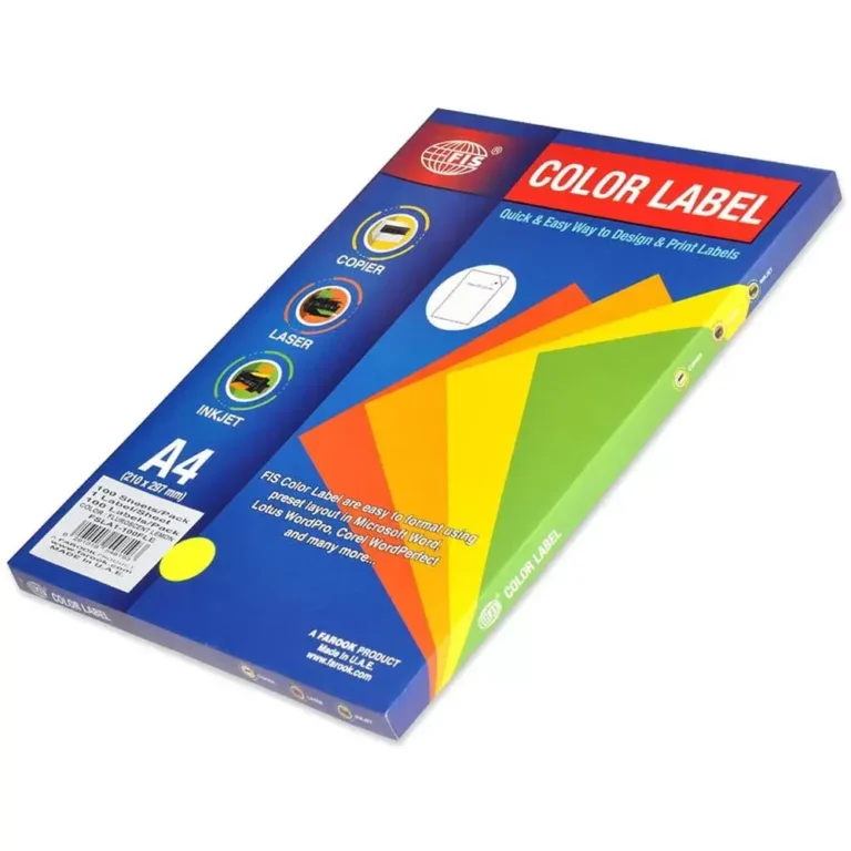 FIS FSLA1-100FLE A4 Fluorescent Lemon Label Sheets, Pack of 100