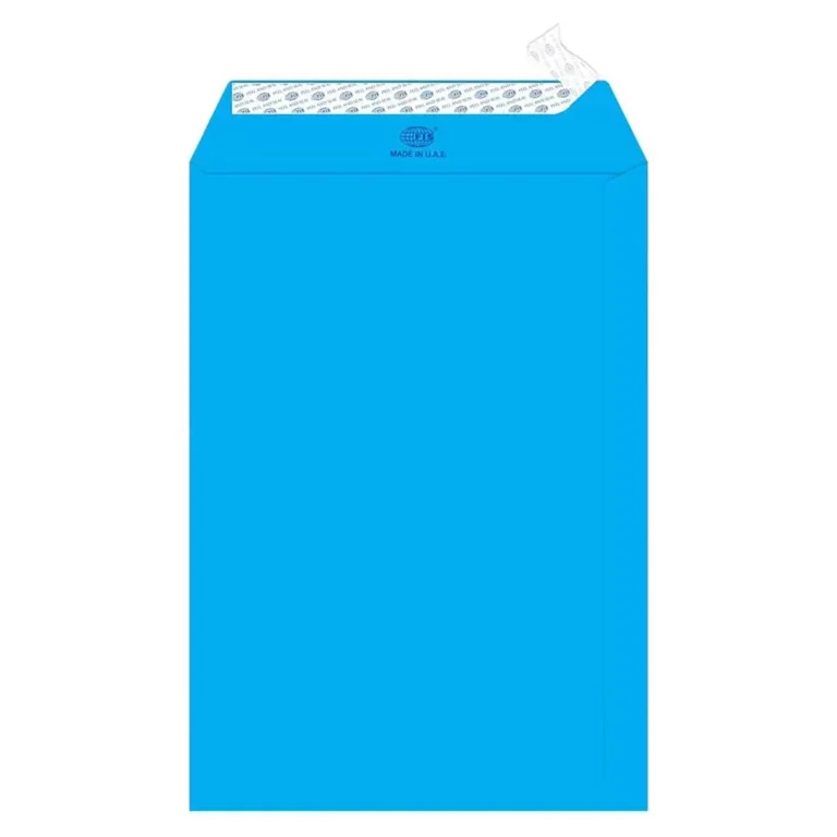 FIS FSEC8033PBBL50 Colour Envelopes Peel & Seal, 10 × 7 Inch, 80 gsm, 50 pieces, Neon Blue