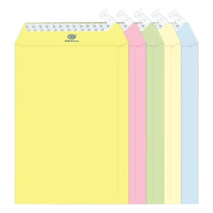 FIS Color Envelopes Peel & Seal, Pastel Colors, Pack of 50 Pcs. 5 Assorted Colors Color, 10 x 7 Inch, 80 GSM – FSEC8033P550