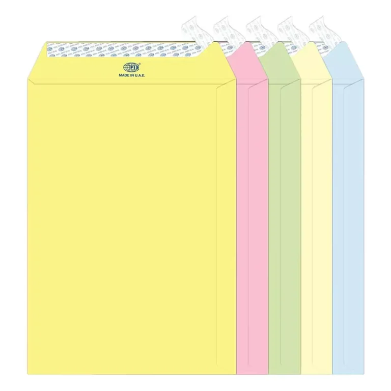 FIS FSEC8033P550 Colour Envelopes Peel & Seal, 10 × 7 Inch, 80 gsm, 50 pieces, Pastel Assorted