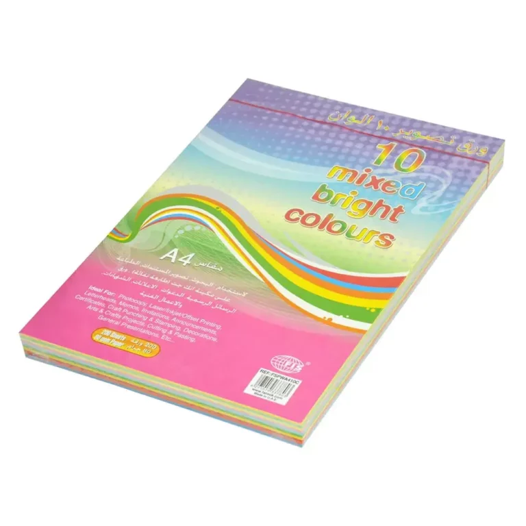FIS FSPWA410C A4 Colour Photocopy Paper, 80 gsm, 200 Sheets, 10 Assorted Mixed Colors