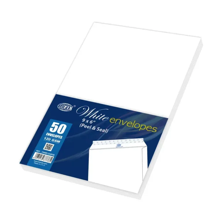 FIS FSWE1232P50 White Envelopes, 9 × 6 in, 120 gsm, Pack of 50