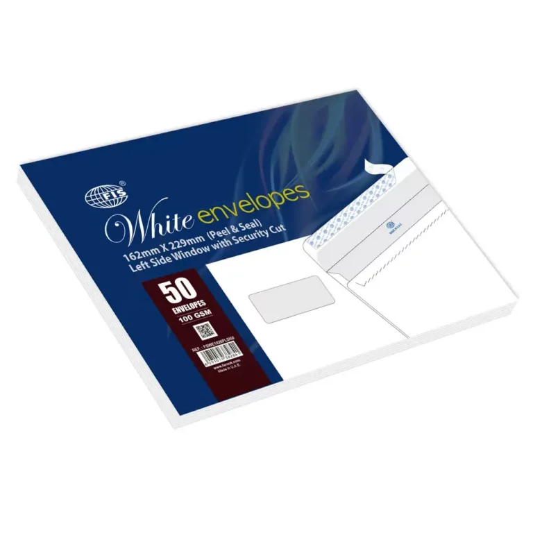 FIS FSWE1026PLSI50 White C5 Envelopes, 162 × 229 mm, Left Window, 100 gsm, Pack of 50