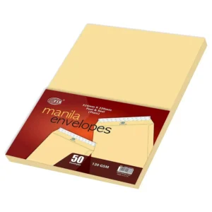 FIS Manila Envelopes Peel & Seal, Plain, Pack of 50 Pcs. C4 (324 x 229 mm), 120 GSM – FSME1227P50