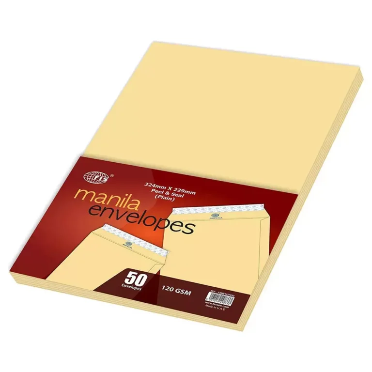 FIS FSME1227P50 C4 Manila Envelopes, 324 × 229 mm, 120 gsm, Pack of 50
