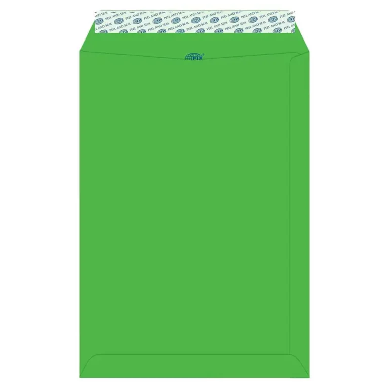 FIS FSEC8027PBGR50 Colour Envelopes Peel & Seal, C4, 80 gsm, 50 pieces, Neon Green