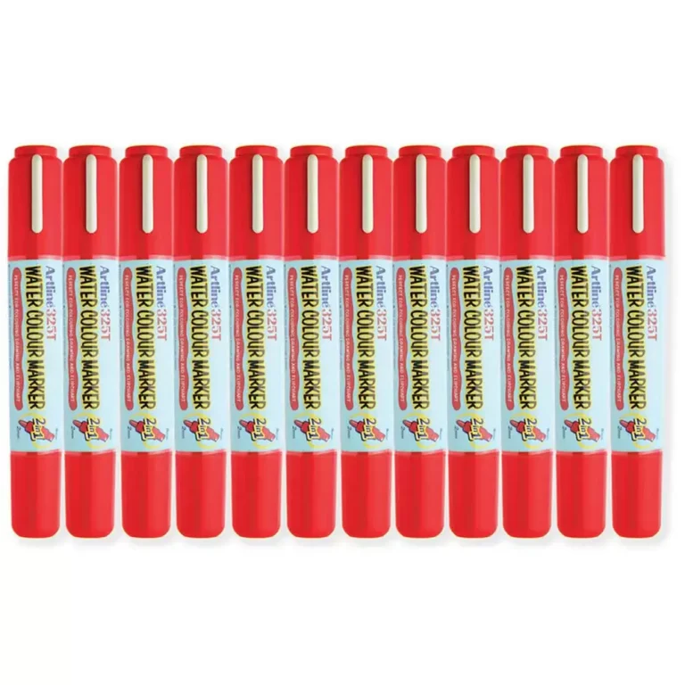 Artline 325T Water Colour Marker 2.0-5.0mm, Red Color, Pack of 12 pcs. Acrylic Fibre Tip – ARMK325RE
