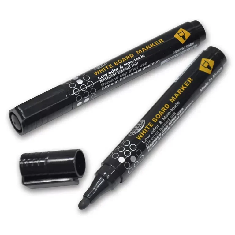 FIS FSMKWF04BK Whiteboard Markers, Fine, Black, 12 pieces