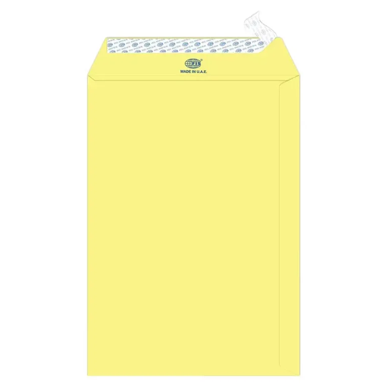 FIS FSEC8032PY50 Colour Envelopes Peel & Seal, 9 × 6 Inch, 80 gsm, 50 pieces, Pastel Yellow