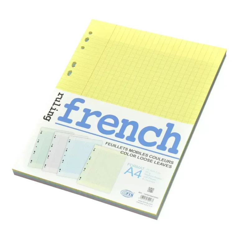 FIS FSPAFRA41004C A4 French-Ruled Colour Loose Leaf Paper, 100 Sheets
