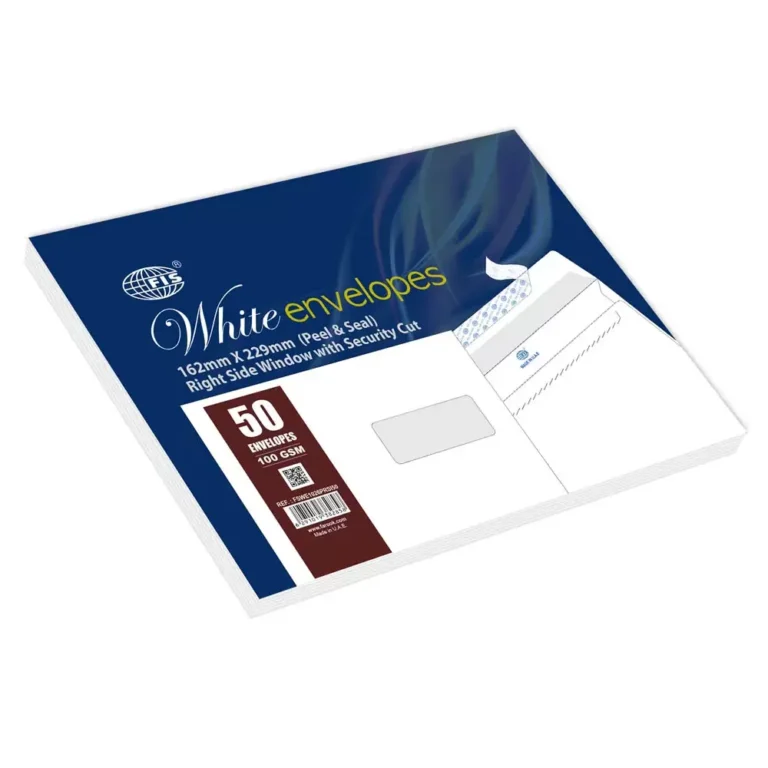 FIS FSWE1026PRSI50 White C5 Envelopes, 162 × 229 mm, Right Window, 100 gsm, Pack of 50