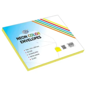 FIS Color Envelopes, Glued, Neon Lemon Colors, Pack of 50 Pcs. 145 x 200 mm, 80 GSM – FSEC8025GLE50