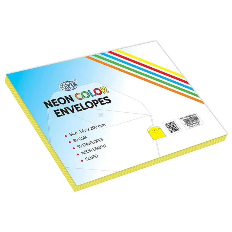 FIS FSEC8025GLE50 Colour Envelopes Glued, 145 × 200 mm, 80 gsm, 50 pieces, Neon Lemon