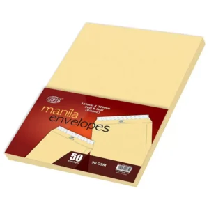 FIS Manila Envelopes Peel & Seal, Ribbed, Pack of 50 Pcs. C4 (324 x 229 mm), 90 GSM – FSME9027PR50
