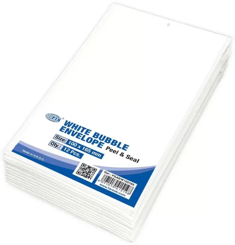FIS FSAEW100165 White Bubble Envelopes, 100 × 165 mm, Pack of 12