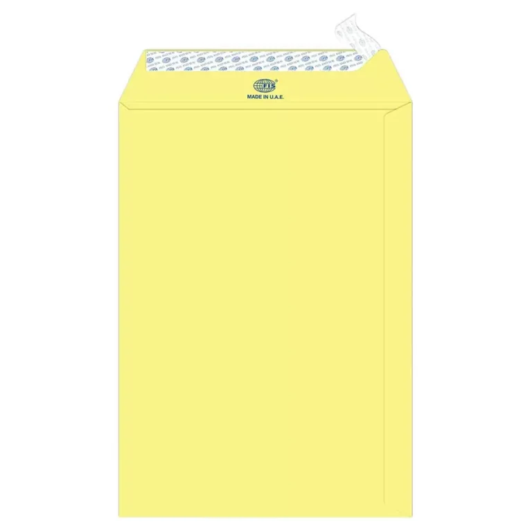 FIS FSEC8033PY50 Colour Envelopes Peel & Seal, 10 × 7 Inch, 80 gsm, 50 pieces, Pastel Yellow