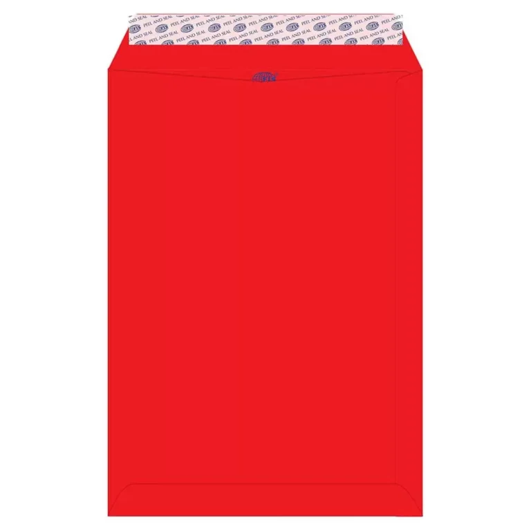 FIS FSEC8027PBRE50 Colour Envelopes Peel & Seal, C4, 80 gsm, 50 pieces, Neon Red