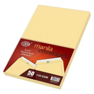 FIS Manila Envelopes, Peel & Seal Plain, Pack of 50 Pcs. 9 x 6 inch, 120 GSM – FSME1232PR50