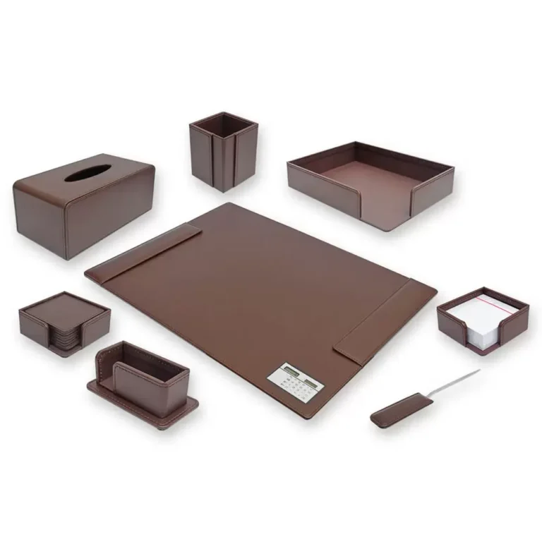 FIS FSDSEX201DBR Desk Set, 8 Pieces, Dark Brown