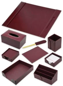 FIS Executive Desk sets, Bonded Leather, Maroon Set of 9 Pieces -FSDSEXB221MR