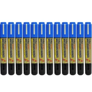 Artline 525T 2in1 Whiteboard Markers 2.0mm-5.0mm, Pack of 12 Pcs, Blue/Black Colors, Polyester Fibre Tip – ARMK525TBLBK