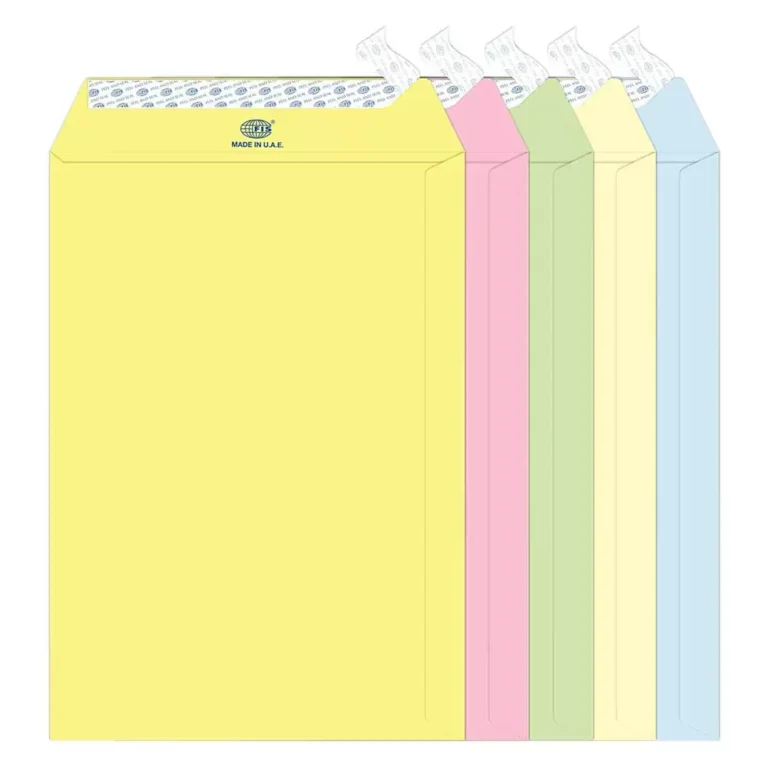 FIS FSEC8032P550 Colour Envelopes Peel & Seal, 9 × 6 Inch, 80 gsm, 50 pieces, Pastel Assorted