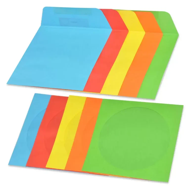 FIS Pack of 50 Color Envelopes, 80 GSM, Glued, 125 X 125mm, With Window, Color Assorted 5 Bright Colors