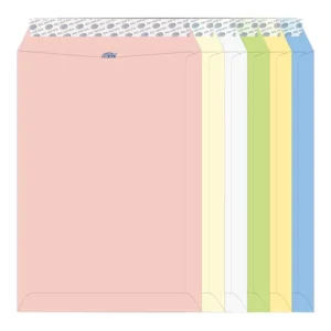 FIS Laid Paper Envelopes Peel & Seal, Pack of 60 Pcs. 6 Assorted Colors Color, C4 (324 x 229 mm), 100 GSM – FSEE1027PB660