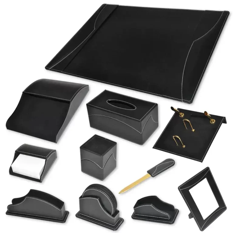 FIS FSDS183BK Desk Set, Italian PU, Black