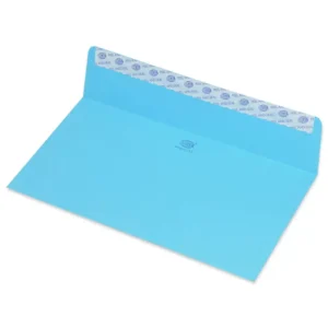FIS Pack of 50 Neon Color Envelopes, 80 GSM, Peel & Seal, Size 110 X 220mm, Color Blue