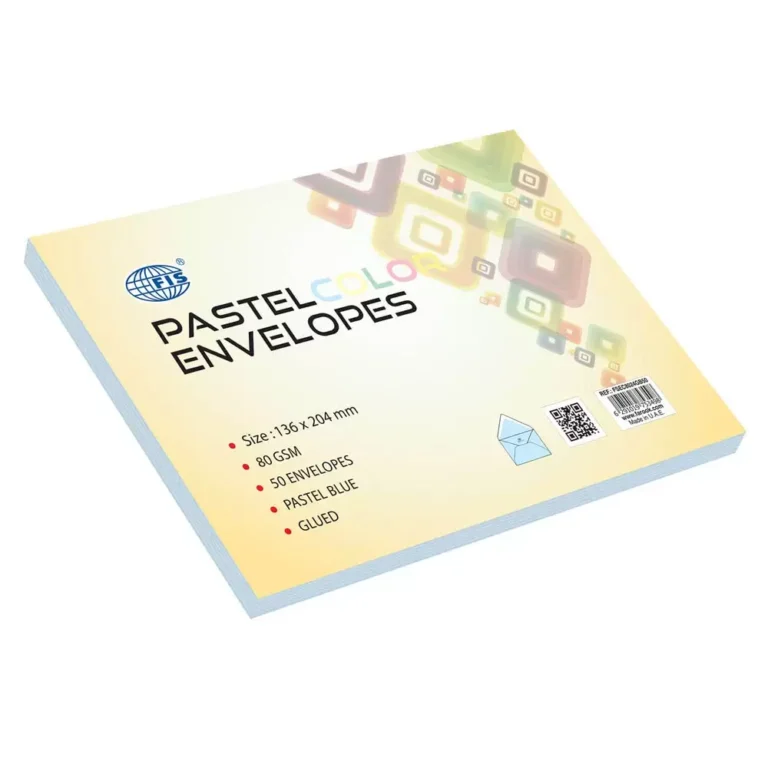 FIS Pack of 50 FIS Pastel Color Envelopes, 80 GSM, Size 136 X 204mm, Glued, Color Blue