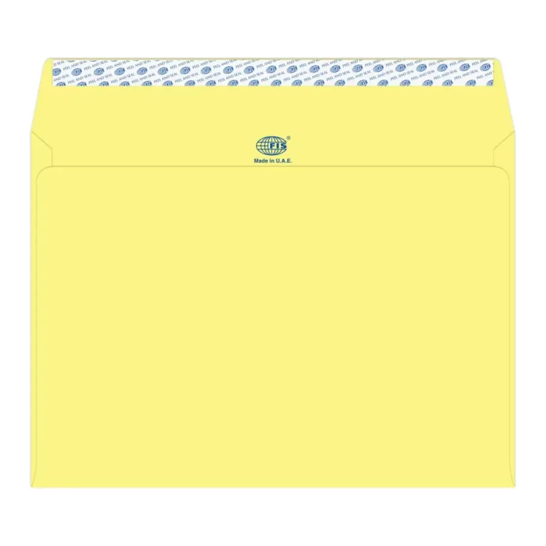 FIS FSEC8042PYL50 Colour Envelopes Peel & Seal, C4, 80 gsm, 50 pieces, Pastel Yellow