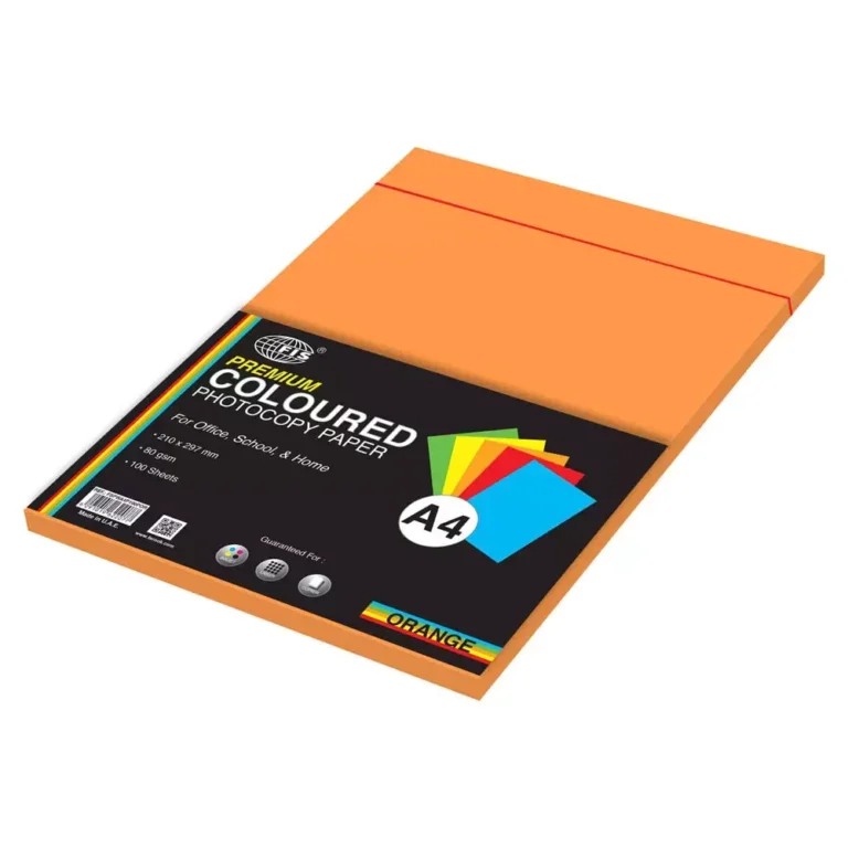 FIS FSPWA4P100POR A4 Premium Colour Photocopy Paper, 80 gsm, 100 Sheets, Premium Orange