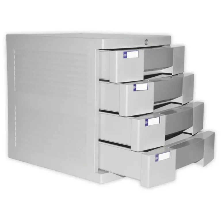 FIS FSOT2K File Cabinet Plastic With key, 4 Drawers, Grey