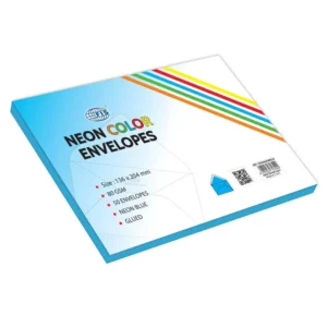 FIS Color Envelopes, Glued, Neon Blue Colors, Pack of 50 Pcs. 136 x 204 mm, 80 GSM – FSEC8024GBBL50