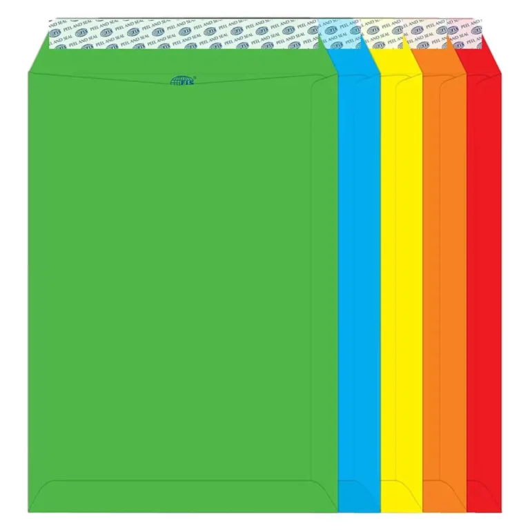 FIS FSEC8027P550 Colour Envelopes Peel & Seal, C4, 80 gsm, 50 pieces, Pastel Assorted