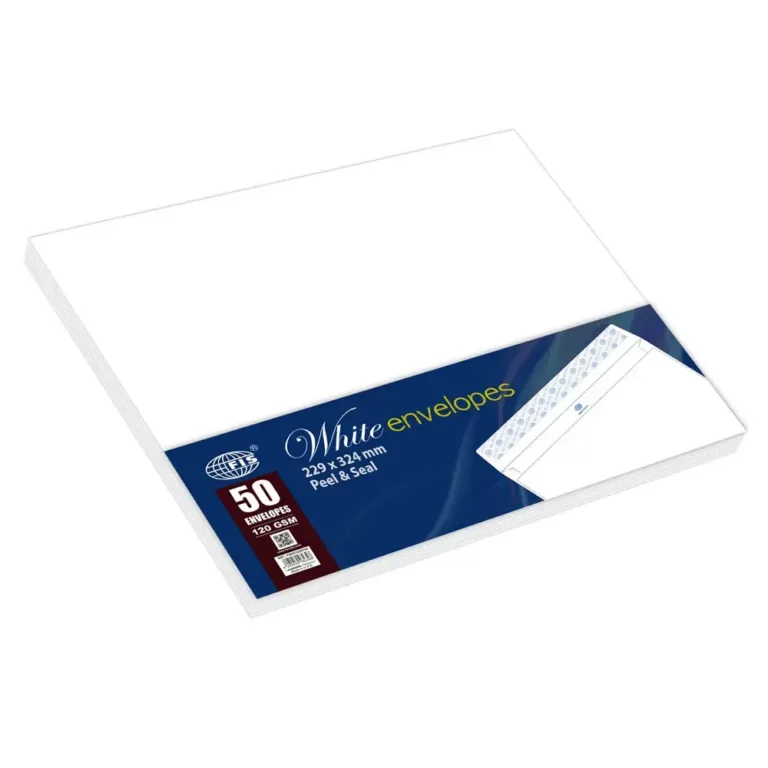 FIS FSWE1242P50 White C4 Envelopes, 229 × 324 mm, 120 gsm, Pack of 50