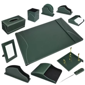 11-Piece FIS Executive Desk Set Italian PU, Green – FSDS183GR