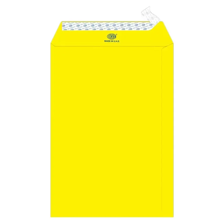 FIS FSEC8033PBLE50 Colour Envelopes Peel & Seal, 10 × 7 Inch, 80 gsm, 50 pieces, Neon Lemon
