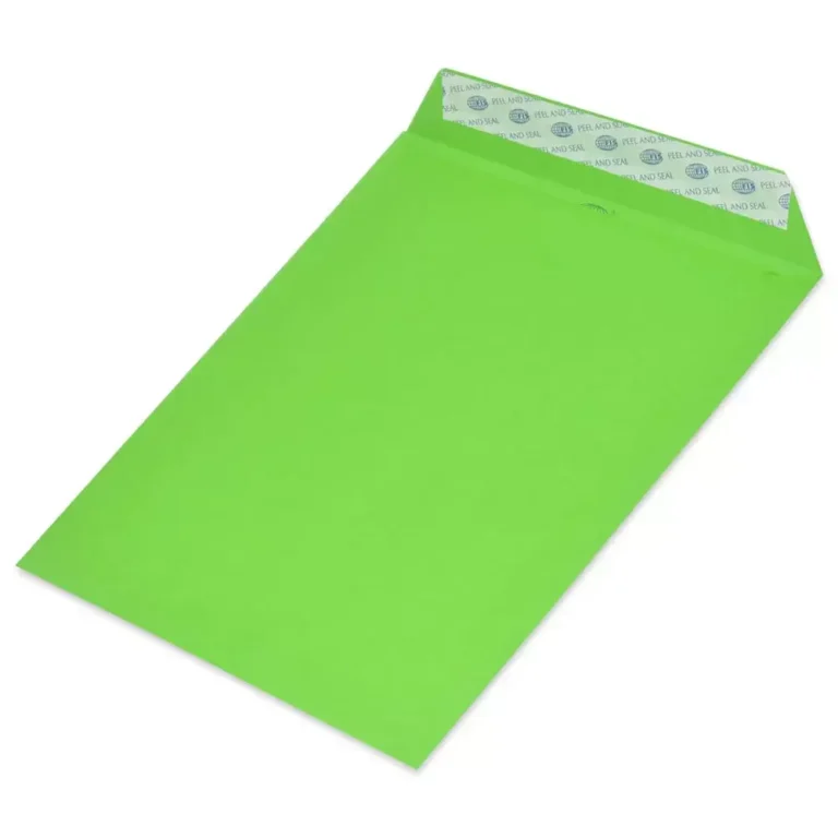 FIS Pack of 50 Neon Color Envelopes, 80 GSM, Peel and Seal, Size C5(229 X 162mm), Color Neon Green