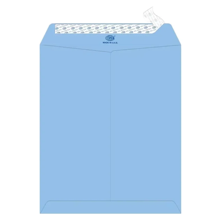 FIS FSEE1034PBBL50 Laid Paper Envelopes Peel & Seal, 12 × 10 Inch, 100 gsm, 50 pieces, Blue