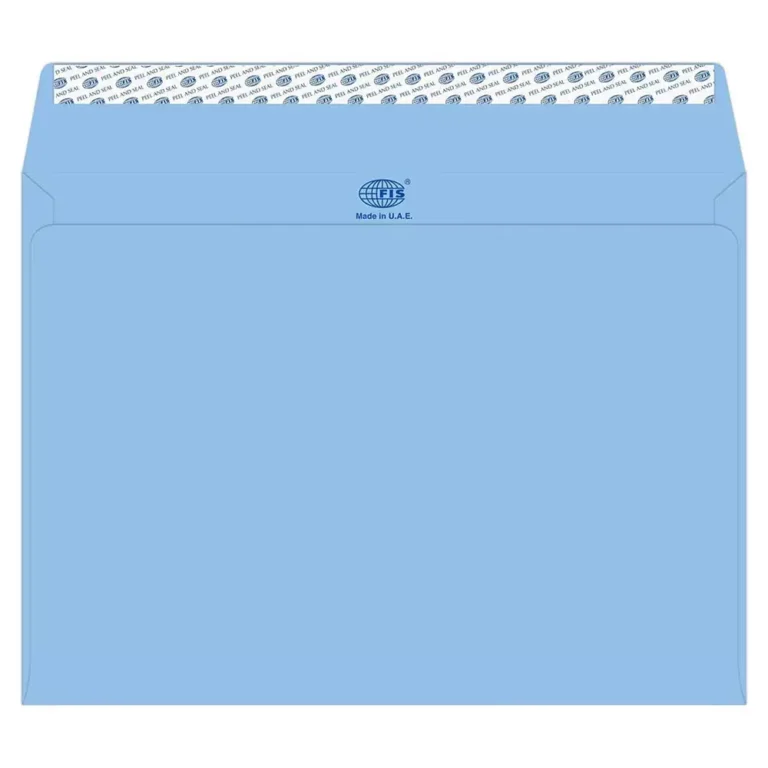 FIS FSEE1042PBL50 Laid Paper Envelopes Peel & Seal, C4, 100 gsm, 50 pieces, Blue