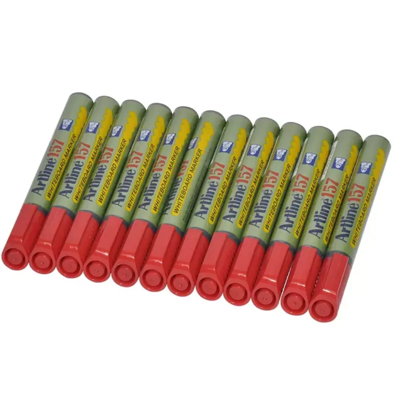 Artline 157 Whiteboard Markers 2.0mm, Red Colors, Pack of 12 Pcs, Acrylic Fibre Tip, Bullet Style – ARMK157RE
